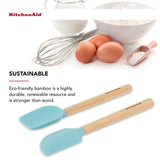 KitchenAid Bamboo Wood Handled Mini Spatula Set with Silicone Head, Set Of 2, Aqua Sky KitchenAid