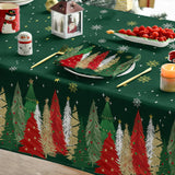 Horaldaily Christmas Tablecloth 60×84 Inch Rectangular, Christmas Trees Green Washable Table Cover for Party Picnic Dinner Decor Horaldaily