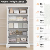 HOSTACK Dresser for Bedroom, 44" Tall Dresser with 5 Drawers, White Chest of Drawers with Storage, Modern Farmhouse Wood Dressers for Closet, Living Room, Hallway HOSTACK