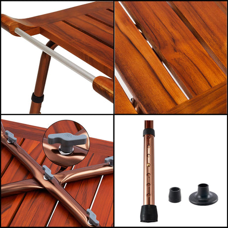 Shower Chair, Teak Shower Bench, Shower Stool for Inside Shower, Shower Chair for Elderly and Disabled, Shower Seat, Portable, with Handles, Height Adjustable WWTXXTWW