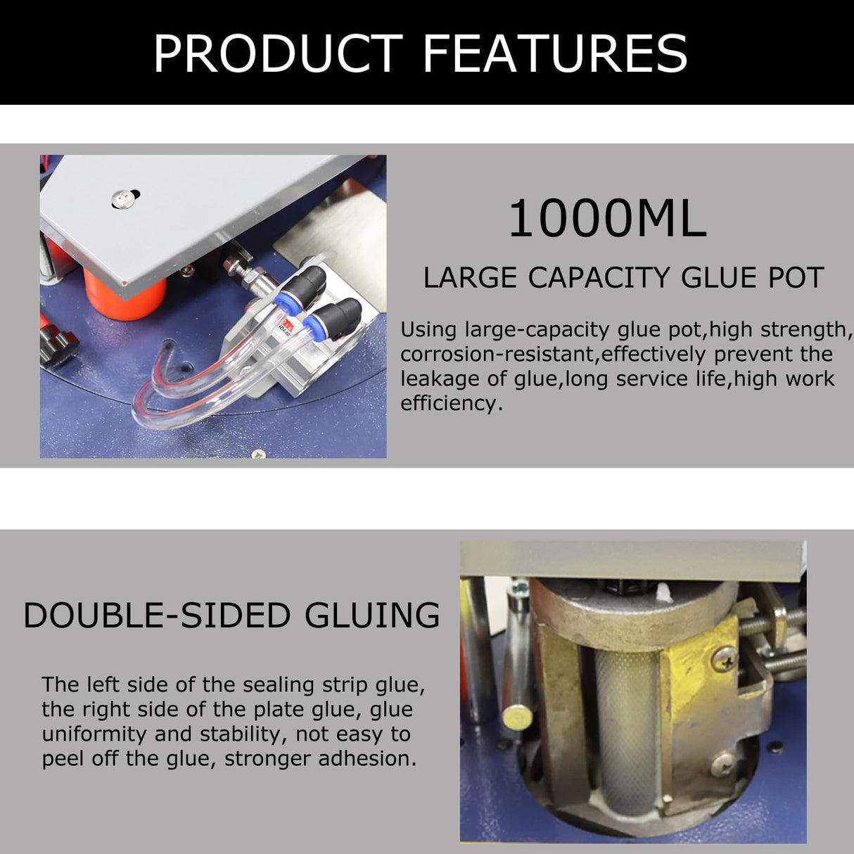 HayWHNKN Edge Bander Banding Machine Woodworking Edge Bander Banding Machine Double-side Gluing Wood Edge Banding Trimming Machine Automatic Tape Breaking 110V HayWHNKN