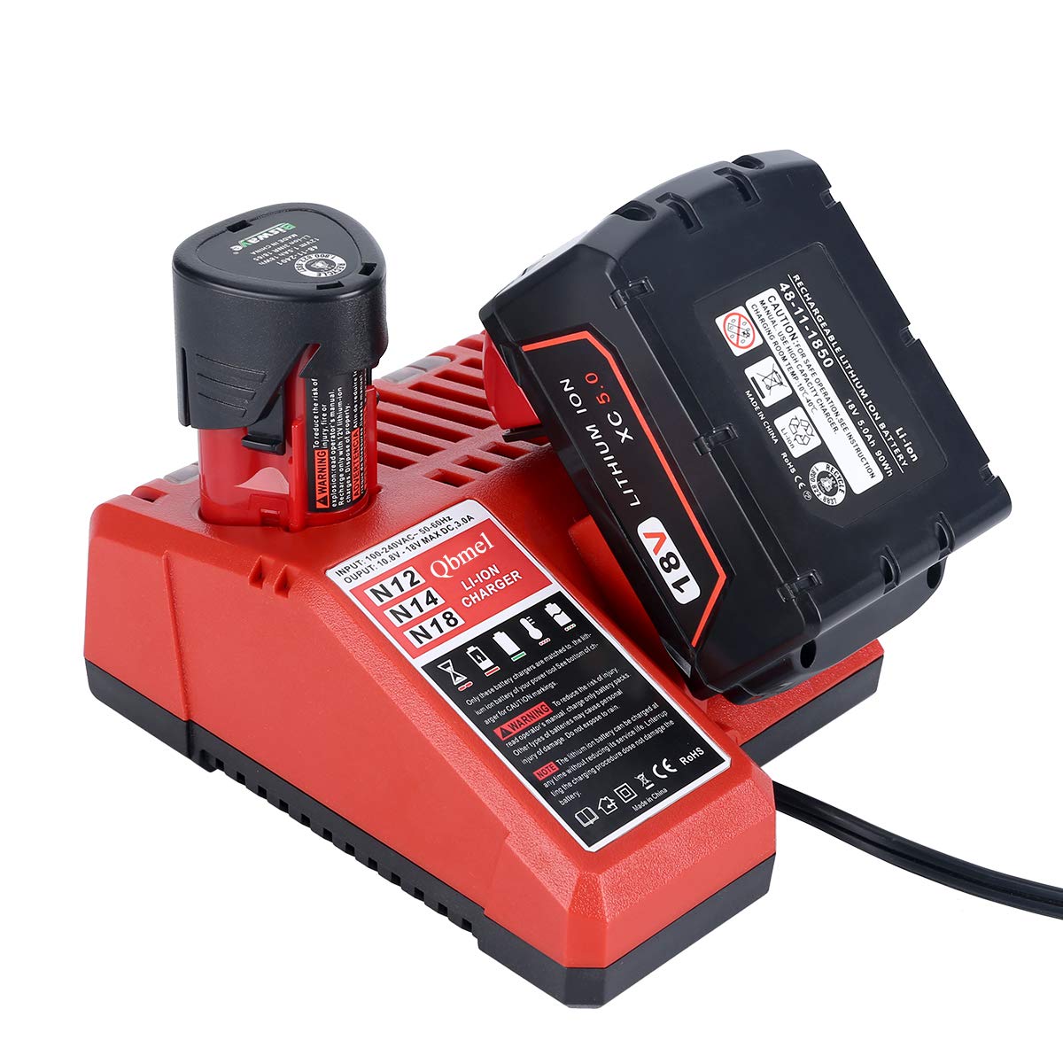 M12 & M18 Multi Voltage Lithium Ion Battery Charger for Milwaukee 48-59-1812 18V&12V Fuel Gauge XC Battery - WoodArtSupply