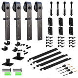 CCJH 8FT/96'' Bi-Folding Barn Door Hardware Sliding Track kit Heavy Duty for 4 Doors(No Wood Door，Hardwware Only) CCJH