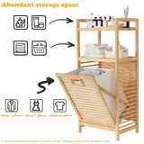 Lkeiyay Laundry Hamper Tilt-Out Laundry Linen Hamper Bamboo, 2 storage shelves and Removable Lining for Bedroom,Laundry Room,bathroom storage cabinet Lkeiyay