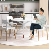 Giantex Wooden Dining Chairs Set of 4, Modern Dining Side Chairs Set w/Ergonomic Backrest, Wide Seat & Sturdy Wooden Legs, Armless Kitchen Chairs for Dining Room Living Room Restaurant Cafe (White) Giantex