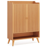 Tribesigns Shoe Cabinet with Doors, Entryway Slim Shoe Storage Cabinet with Adjustable Shelves and Open Shelf, Wooden Hidden Shoe Organizer Cabinet for Entryway, Hallway Tribesigns
