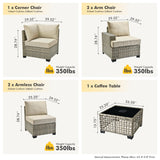 HOOOWOOO Outdoor Sectional Patio Furniture Set,6 Pieces Wicker Conversation Sets L Shaped Couch,Extra Deep Out Door Sofa Outside Furniture,Beige HOOOWOOO