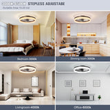 VOLISUN Low Profile Ceiling Fans with Lights and Remote, Fandelier Ceiling Fan Flush Mount, 3000K-6500K Smart Bladeless LED Fan Light, Black Modern Ceiling Fans with Lights for Bedroom VOLISUN