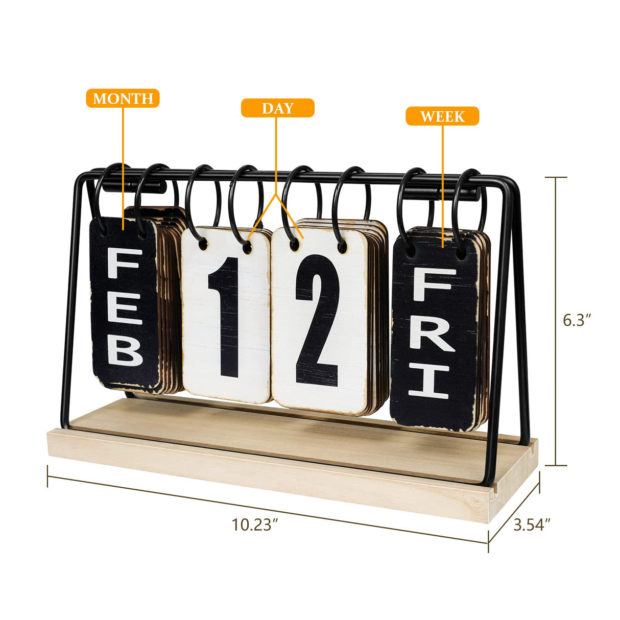 Wooden Desk Calendar, Perpetual Flip Calendar with Large Display, Daily Desktop Calendar Rustic Farmhouse Desk Accessories for Home Office Decor EruiYin