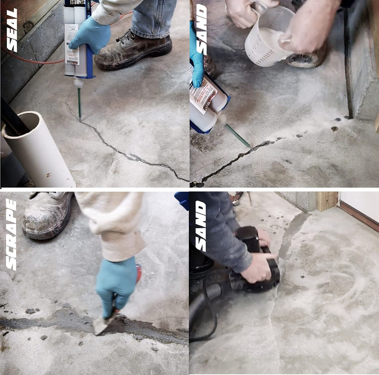 CrackWeld PRO Concrete Floor Repair Kit – Seal Cracks in Basement Slabs, Driveways, Garages, Pool Decks, and More. Indoor/Outdoor. Fast-Curing. No Grinding Needed. Complete Repair Kit. RadonSeal