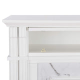 SEI Furniture Highgate Electric Fireplace with Hidden Media Shelf, New White with Faux Marble SEI Furniture