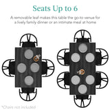 Best Choice Products Extendable Dining Table 47 to 63in Modern Large Expanding Kitchen Table up to 6 People w/Leaf Extension, 2 Locks, 132lb Capacity - Black Best Choice Products