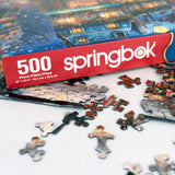 Springbok's Winter Wonderland Cafe 500 Piece Jigsaw Puzzle is a Picturesque Holiday Scene of a Cosy Cafe in The City Springbok