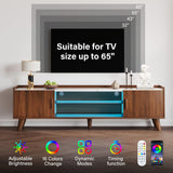 Svimi Modern Lift Top Coffee Table & 65" TV Stand Set of 2, Extendable LED Entertainment Center with Power Outlets/Hidden Storage(Walnut Brown & White Coffee Table + Walnut Brown TV Stand) Svimi