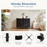 DUMOS TV Stand for Living Room, Dresser for Bedroom Chest of Dresser with 6 Fabric Drawers Storage Organizers Units, Nightstand for Bed, Black DUMOS