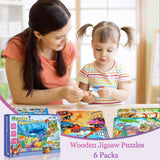 Puzzles for Kids Ages 3-5, 24 Piece Colorful Wooden Puzzles for Toddler Children Learning Educational Puzzles Toys for Boys and Girls (6 Puzzles) RANSUNN