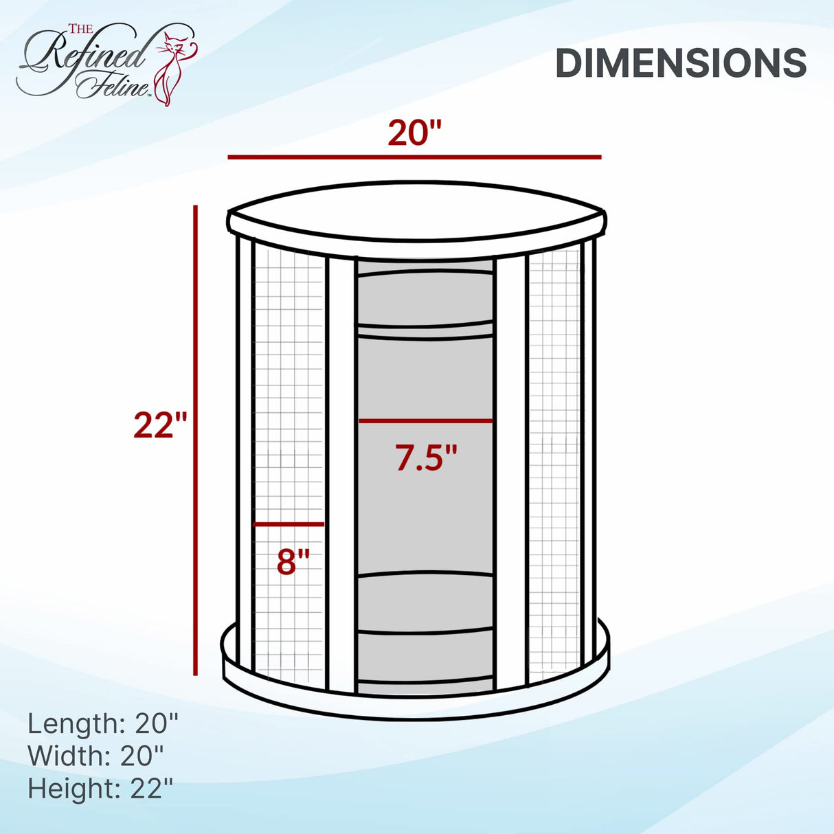 THE REFINED FELINE Purrrrfect End Table Cat Bed Cave in Mahogany Brown, Multipurpose Wood Cat Furniture Nightstand, Easy to Clean Covered Cat Bed with Replaceable Scratching Post & Washable Cushion THE REFINED FELINE