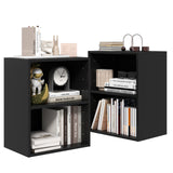 Tangkula 2-Tier Bookshelf, Open Shelf Bookcase with 7-Position Adjustable Shelf, Multifunctional Wooden Cubby Storage Display Shelf for Home Office Study Living Room (Black, 1) Tangkula