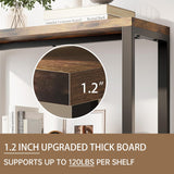 iabifo 5-Tier Adjustable Heavy Duty Bookshelf, Industrial Wooden Open Storage Rack with Black Metal Frame, Vintage Bookcase with Lock Wall Design, Rustic Brown iabifo