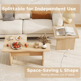 Giantex L-Shaped Coffee Table Set of 2, Modular Nesting Center Table with Grain Finish, Mid Century Modern Living Room Tables for Small Spaces Apartment (Oak) Giantex