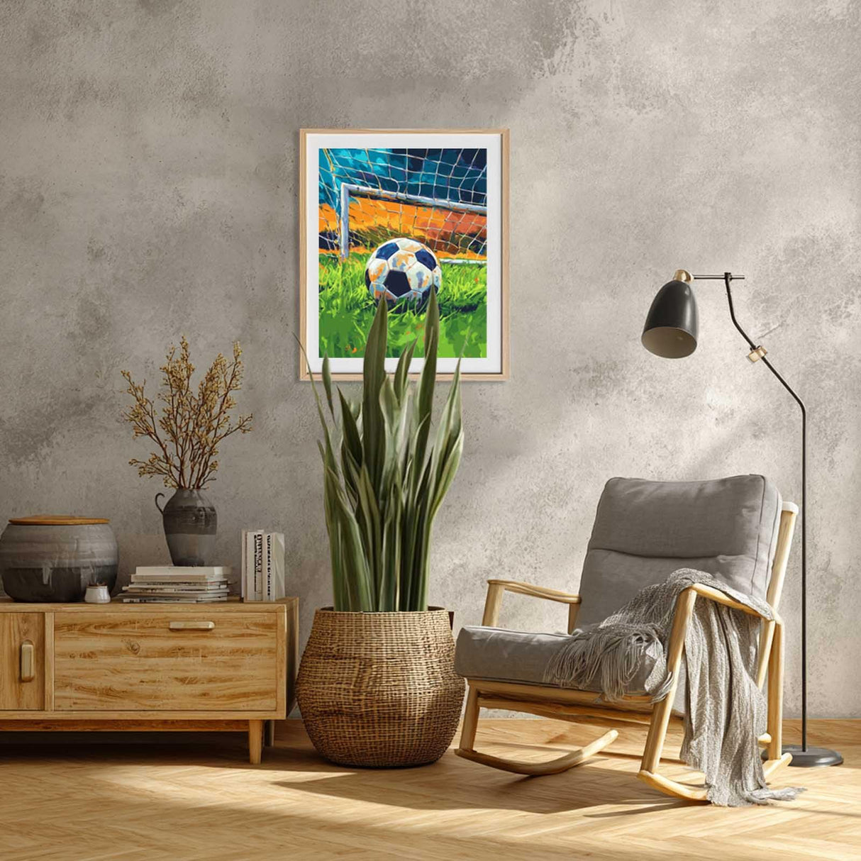Soccer Paint by Numbers Kit for Adults, Paint by Number Soccer Ball, Soccer Ball in Goal Wall Art, Balls Sports Home Wall Decor - Soccer Court Green Grass Landscape(16x20inch) zouewit