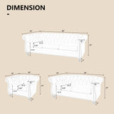 QHITTY 3 Piece Living Room Set, Sectional Chesterfield Sofa Chair Contemporary Upholstered Velvet Loveseat Couch Sets for Living Room, Bedroom, Office QHITTY