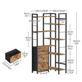YATINEY Corner Bookshelf, 7 Tier L-Shaped Bookcase with 3 Drawers, Storage Corner Shelf, Freestanding Tall Display Shelf, Industrial Style, for Living Room, Home Office, Rustic Brown and Black SJ10BR YATINEY
