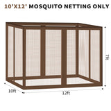 Gazebo Universal Replacement Mosquito Netting, 10' x 12' Outdoor Canopy Net Screen 4-Panel Sidewall Gazebo Curtains, with Zippers, Easy to Install, Fit for Most Gazebo 10x12 Canopy，Patio （Brown） WoodArtSupply