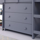 Naomi Home Grey Twin Size Loft Bed with Desk, Bookcase Shelf, Cabinet Ladder, and Safety Guard Rails Naomi Home