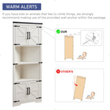 JXQTLINGMU Farmhouse Corner Cabinet, 67" Tall Corner Bathroom Storage Cabinet with 2 Barn Door & Adjustable Shelves for Kitchen, Dining Room, Living JXQTLINGMU