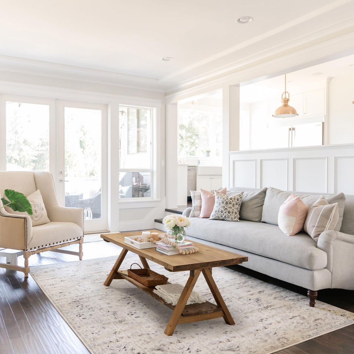 HOKYHOKY Solid Wood Coffee Table - 42.5” Pinewood Farmhouse Rustic Wooden Coffee Tables for Living Room, Solid Pinewood Rectangle Coffee Table, Center Table for Living Room, Brown HOKYHOKY