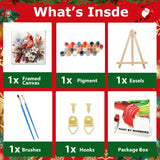 Christmas Paint by Numbers for Adults Framed, Cardinal Paint by Numbers Kit for Adults with Easel, Easy Crafts Painting by Number for Gift Home Decor 9.84x9.84 in hkejoi