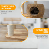 59" Big Modern Cat Tree Tower, Cat Tower Sisal-Covered Scratching Posts for Indoor Cats, Oak Wood Cat tree for Large Cats, Multi-level Cat Condo with Space Capsule Nest, Cat Furniture Activity Centre SHODMI