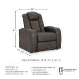 Signature Design by Ashley Fyne-Dyme Contemporary Power Recliner with Adjustable Headrest, Cup Holders and LED Lighting, Black & Gray Signature Design by Ashley