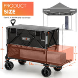 Overmont 400L Foldable Double Decker Wagon - Large Capacity Collapsible Wagon Cart- 52" Extra Long Extender - All-Terrain Big Wheels for Camping, Football Game, Sports Events, Support Up to 450lbs Overmont