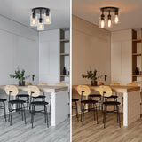 IHENGYANLT 3-Light Industrial Farmhouse Black Matte Light Fixtures Ceiling Mount, with Clear Glass Shades Semi Flush Mount Ceiling Light, for Hallway Fixtures Kitchen, Foyer IHENGYANLT