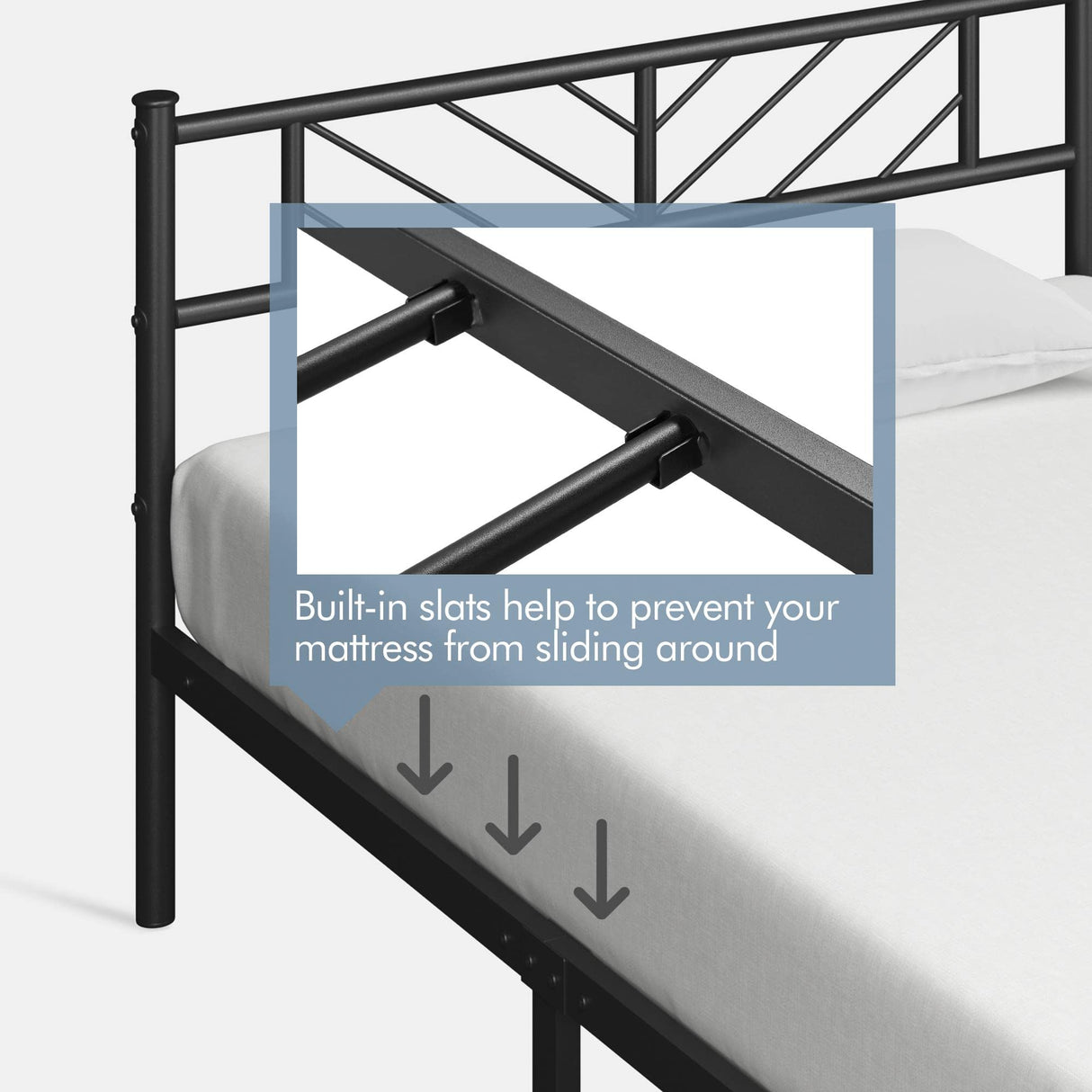 Yaheetech Twin Size Platform Bed Frame with Arrow Design Headboard, 13 Inches Metal Mattress Foundation for Storage, No Box Spring Needed, Easy Assembly, Modern, Black Yaheetech