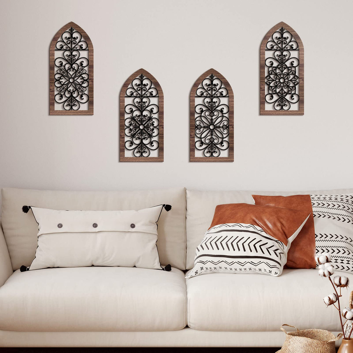 4 Pieces Thicken Rustic Wall Decor Modern Farmhouse Decor Wooden Hollow Carved Design Wall Art for Living Room Bedroom Hallway Decor Office Kitchen Wall Decoration (Elegant Style) Yulejo