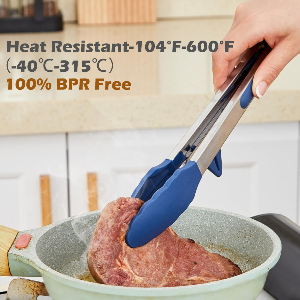 9" Kitchen Tongs, 3Pcs Tongs for Cooking with Silicone Tips, Food Grade Small Silicone Tongs, Mini Serving Tongs for BBQ Salad(Gradient Blue) TOWINGO