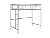 Walker Edison Silver Metal Twin over Loft Bunk Bed Twin Size Bedframe with Ladder Walker Edison