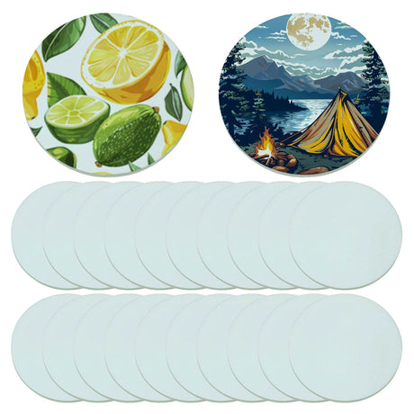 120 pcs Coaster Blank Glass Coaster Diameter 3.9 in Round with Foot Pads for Heat Press Transfer Printing Sublimation Blank Glass Coaster Ving