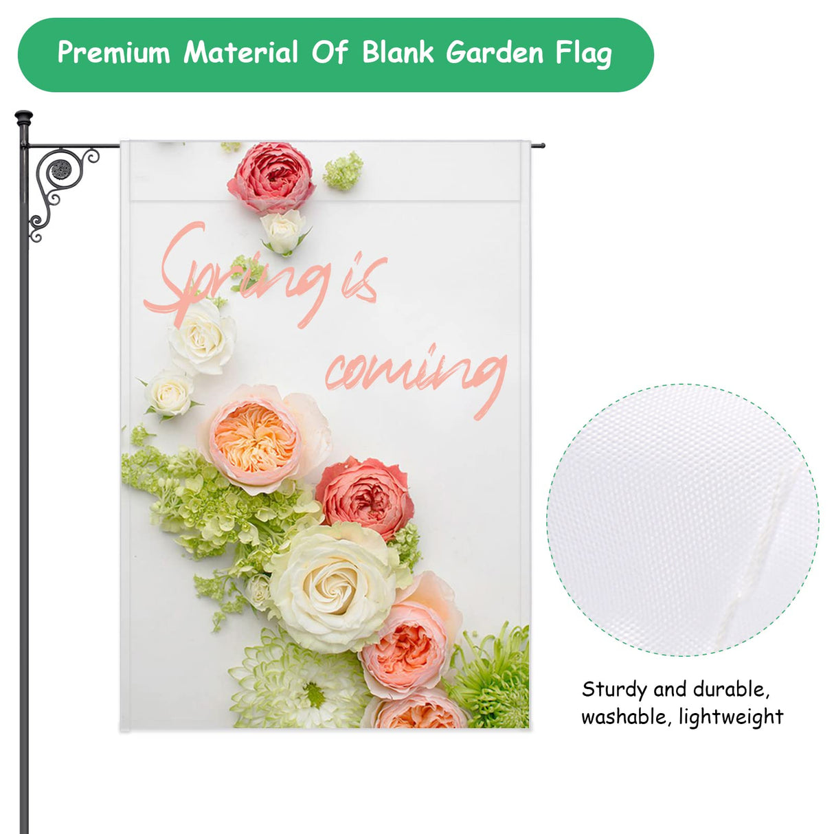 Anglecai 6Pcs Blank Garden Flags, Polyester, White-6P, Holiday, 12x18 inch, DIY Lawn Garden Flags for Embroidery Yard Home Decoration Anglecai