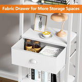 Furologee 5 Tier Bookshelf, Ladder Shelf with Drawer, Tall and Narrow Bookcase, Storage Shelves Organizer,Industrial Display Standing Units for Bathroom,Kitchen,Bedroom,Living Room,White Furologee