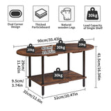 Aibiju Rustic Coffee Table Splicing Design, TV Centre Table Stand 35 * 16 * 17", 2-Tier Oval Wood Tea Table for Living Room Apartment Rustic Brown YD-011H Aibiju