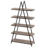 Henn&Hart 68'' Tall A-Frame Bookcase in Blackened Bronze/Antiqued Gray Oak, for Home, Living Room, Bedroom, Entertainment Room, Office Henn&Hart