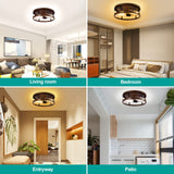 EAPUDUN Farmhouse Ceiling Light, 13‘’ Imitation Wooden Flush Mount Ceiling Light Fixtures, Retro 2-Light Ceiling Lamp for Hallway Entryway Bedroom Kitchen Dining Room FMA1138-FBDT EAPUDUN