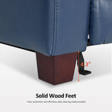 MCombo Zero Wall Recliner Chair, Wall Hugger Power Loveseat Recliner with Adjustable Headrest, High Wood Leg, USB & Type C Dual Charge Ports, for Living Room, Small Spaces, HL128 (Faux Leather, Blue) MCombo