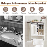 Bathroom Wall Cabinet, Farmhouse Medicine Cabinet with Sliding Barn Door & Adjustable Shelves, Wall Mounted Storage Cabinet for Toilet, Kitchen, Living Room (Antique White) Minifeel