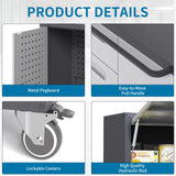 FLIXELIO Garage Storage Cabinets System 5PCS Workshop Set with Drawers Locking Heavy Duty Rolling Cart with Adjustable Shelves Garage Tool Workbench Cabinets (5 PCS-2) FLIXELIO