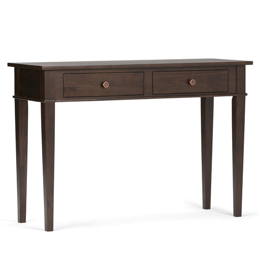 SIMPLIHOME Carlton SOLID WOOD 44 inch Wide Transitional Console Sofa Entryway Table in Dark Tobacco Brown with Storage, 2 Drawers, for the Living Room, Entryway and Bedroom - WoodArtSupply